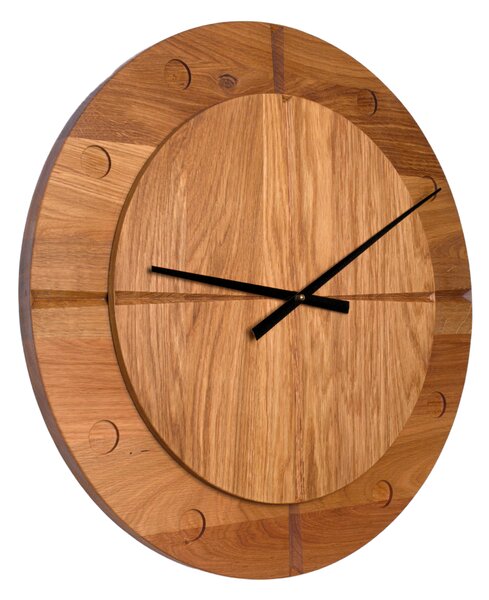 Kamohome Velké dřevěné nástěnné hodiny VIRGO Průměr hodin: 55 cm, Materiál: Dub