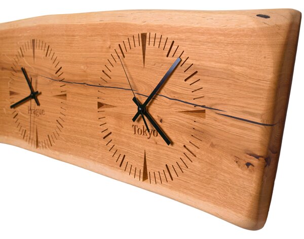 Kamohome Designové hodiny na zeď EARTH Velikost: 25x100 cm, Materiál: Dub