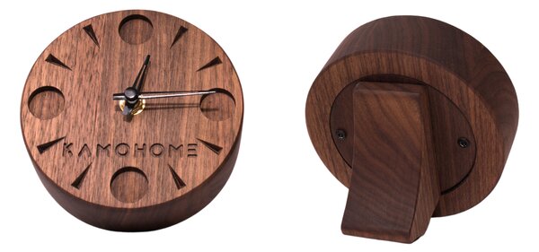 Kamohome Stolní hodiny SAGITTA - masivní dřevo Průměr hodin: 12 cm, Materiál: Ořech evropský