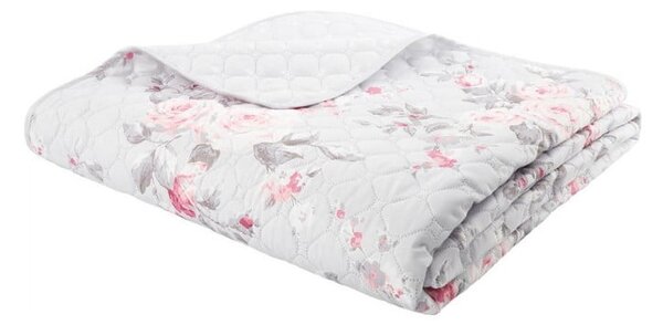 Šedý přehoz přes postel Catherine Lansfield Canterbury Rose, 240 x 260 cm
