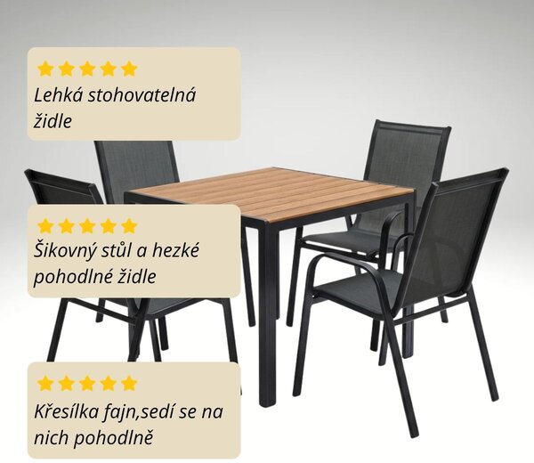 Vikio Venkovní malý zahradní set 90x90 pro 4 osoby přírodní DK301P