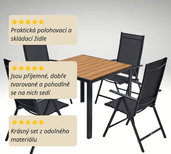 Vikio Zahradní set 90x90 pro 4 osoby přírodní V133P