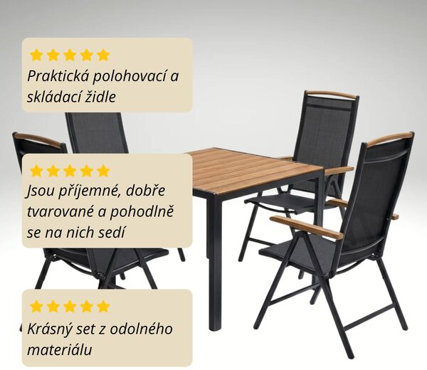 Vikio Zahradní jídelní set 90x90 pro 4 osoby přírodní AZS157-4P2