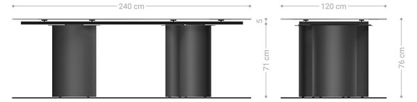 DELIFE Jídelní stůl Edge Boot 240×120 cm keramika Minas Melange bílá béžová Troa kov bílá