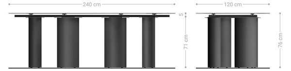 DELIFE Jídelní stůl Edge tvar oválný 240x120 cm keramika Minas Melange bílá béžová podnož kov bílá