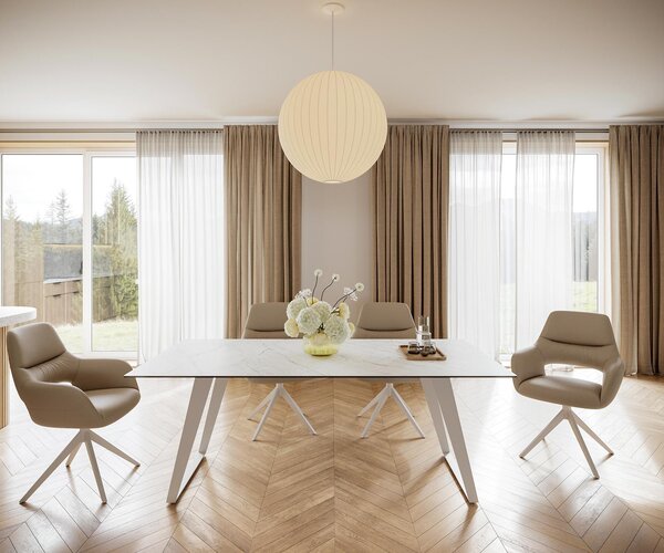 DELIFE Jídelní stůl Edge 200x100 cm keramika Laminam® Statuarietto bílá kov šikmý bílá