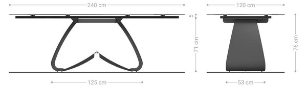 DELIFE Jídelní stůl Edge Boot 240×120 cm keramika Minas Melange bílá béžová W-podnož kov titanová barva