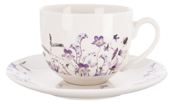 Bílý/fialový porcelánový šálek 280 ml Louka – Orion