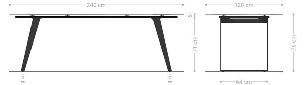 DELIFE Jídelní stůl Edge Boot 240×120 cm keramika Minas Melange bílá béžová kov šikmý bílý