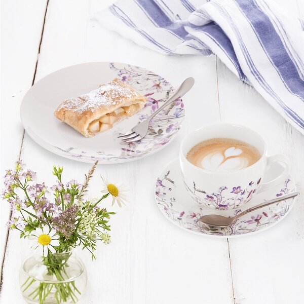 Bílý/fialový porcelánový šálek 280 ml Louka – Orion