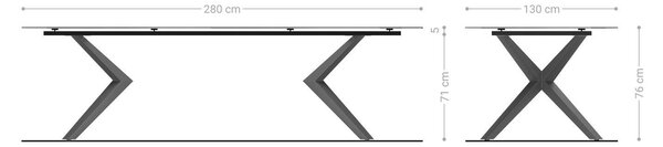 DELIFE Jídelní stůl Edge oválný 280x130 keramika Minas Melange bílá béžová Zenthara hranatý kov černý