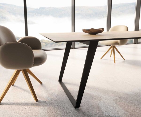 DELIFE Jídelní stůl Edge 300x100 keramika Laminam® Sabbia dubová barva kov šikmý černý