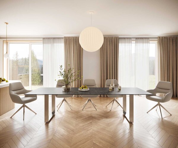 DELIFE Jídelní stůl Edge 300x100 keramika Laminam® Nero Greco antracitová nerezová ocel úzký