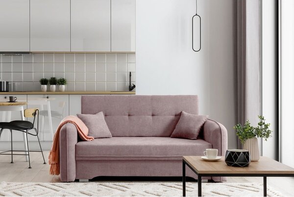 Růžová žinylková rozkládací/s úložným prostorem pohovka 155 cm Laine – ELTAP
