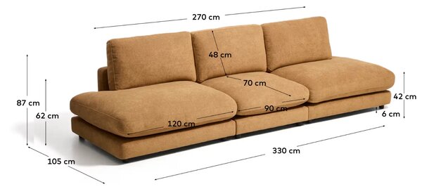 Kave Home Žlutá čtyřmístná bouclé pohovka Gala 330 cm