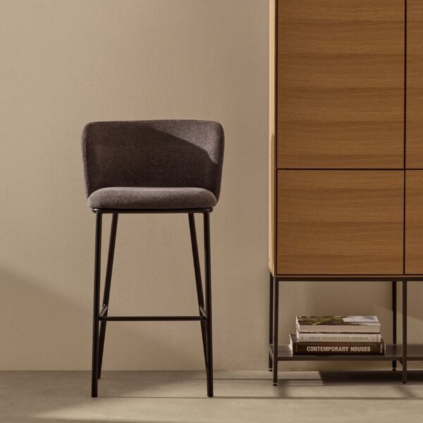 Kave Home Tmavě šedá barová židle Ciselia 65 cm