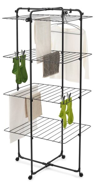 Matně černý sušák na prádlo 30 m HangOn Tower – Brabantia