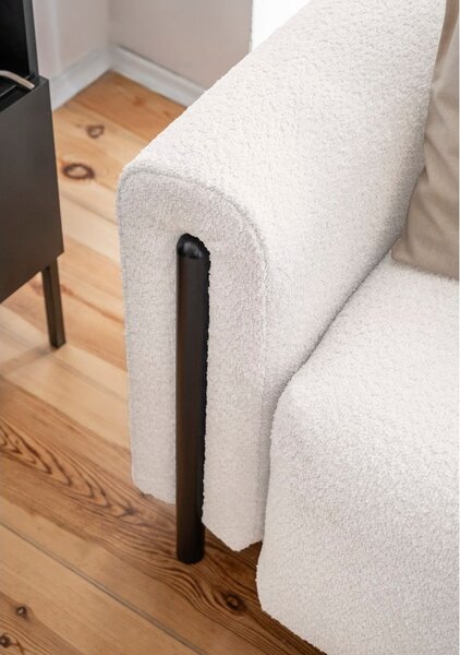Krémová rozkládací/s úložným prostorem pohovka z textilie bouclé 244 cm Arcadova – ELTAP