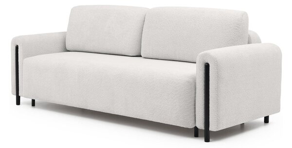 Krémová rozkládací/s úložným prostorem pohovka z textilie bouclé 244 cm Arcadova – ELTAP