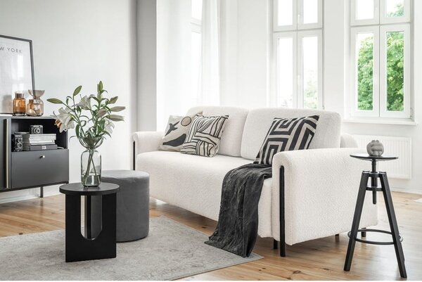 Krémová rozkládací/s úložným prostorem pohovka z textilie bouclé 244 cm Arcadova – ELTAP