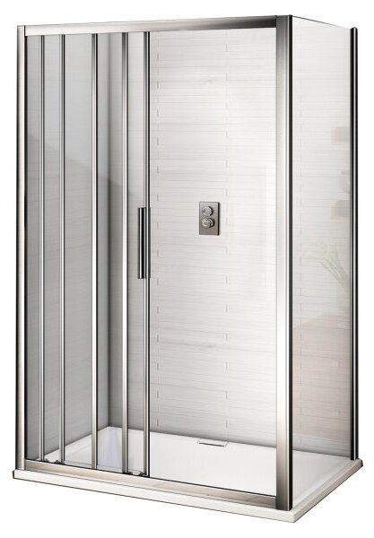 AFTER COMBI 100x90 Clear Sprchový kout s třídílnými posuvnými dveřmi a pevnou bočnicí
