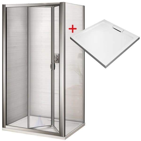WRITE HARD 90x90 Sprchový kout se zalamovacími dveřmi a mramorovou vaničkou