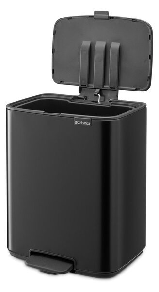 Matně černý nášlapný ocelový odpadkový koš 12 l Bo – Brabantia