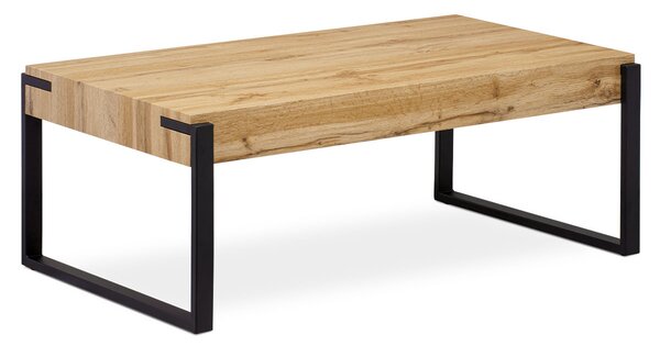 Konferenční stolek 110x60x42 cm, deska MDF dekor divoký dub tloušťka 10 cm, kov černý mat