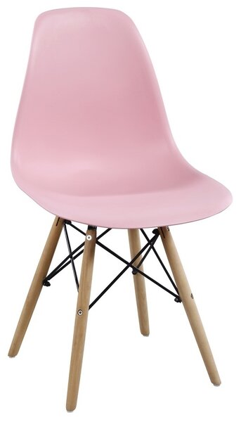 Jídelní židle MODENA II plast růžový, buk přírodní, kov černý lak