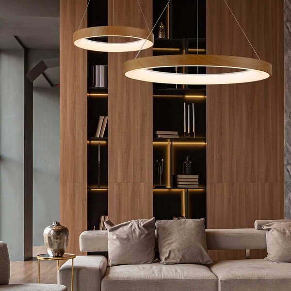 Mantra 8648 Niseko II, závěsné kruhové svítidlo LED 66W, 2700-5000K, dálk. ovládání, dřevěná, průměr 90cm