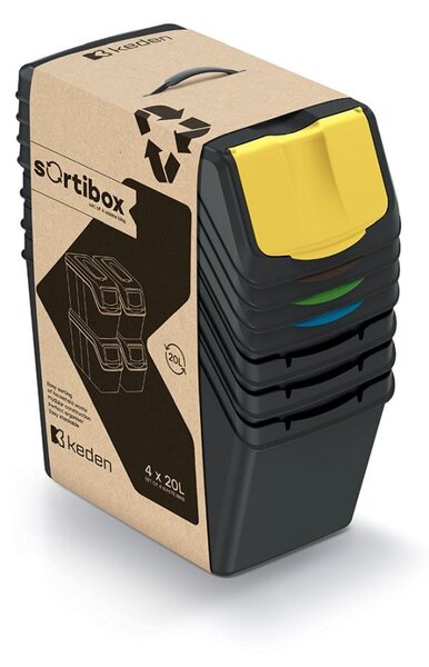Prosperplast Sada 4 odpadkových košů Soorti na tříděný odpad 4 x 20 l černá