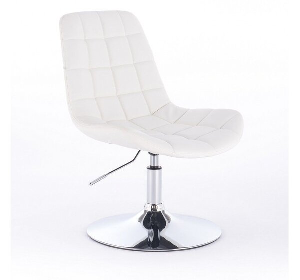LuxuryForm Židle PARIS na kulaté stříbrné podstavě - bílá