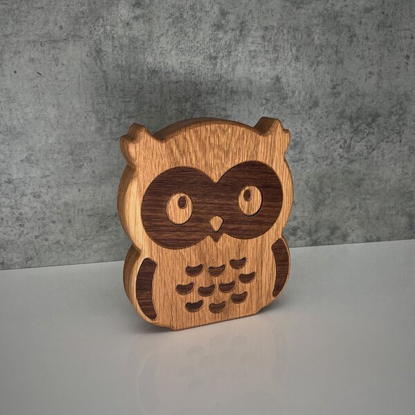 Wooden Mooden Dřevěná zvířátka: Zajíc, medvěd, sova z dubu a amerického ořechu Zvířátko: Zajíc