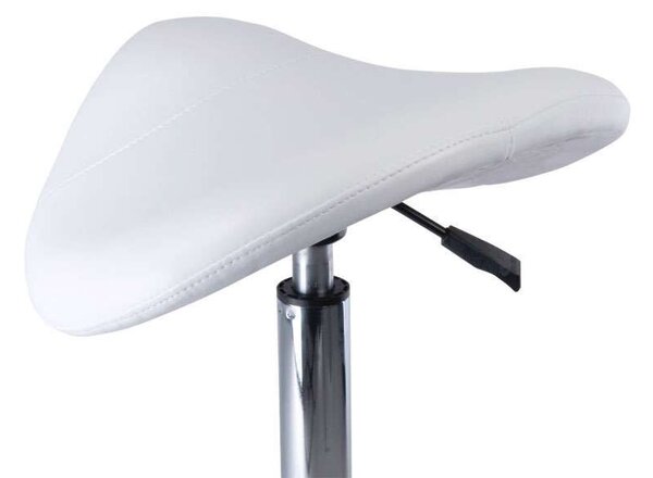 LuxuryForm DESIGN Taburet RODEO na stříbrné podstavě s kolečky - bílý