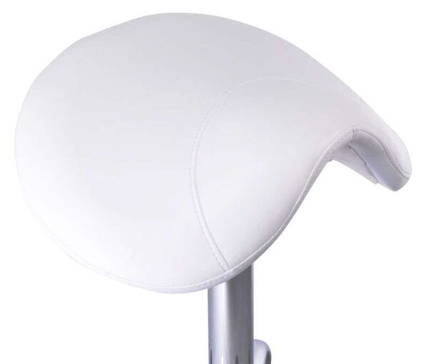 LuxuryForm DESIGN Taburet RODEO na stříbrné podstavě s kolečky - bílý