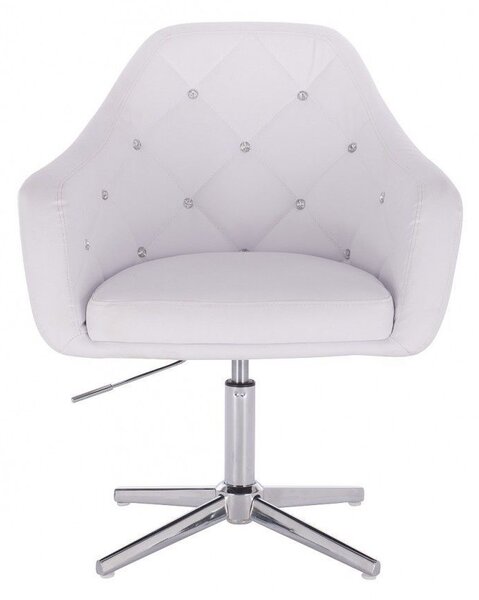 LuxuryForm DESIGN Křeslo ROMA na stříbrném kříži - bílé