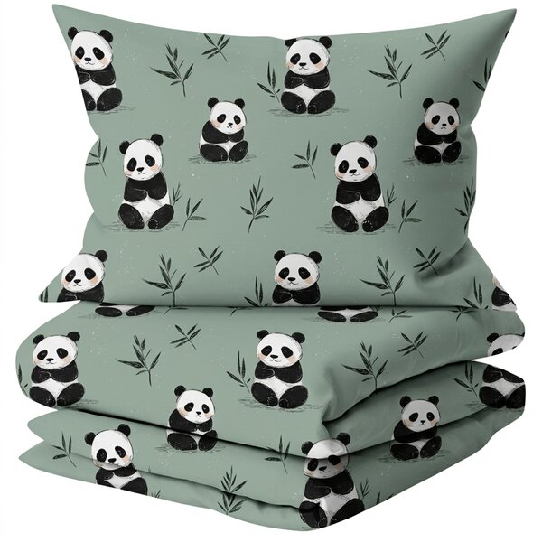 Sada povlečení z mikrovlákna PANDA RELAX mentolová + povlak na polštář 50 x 70 cm ZDARMA