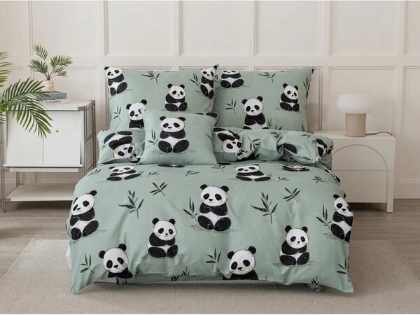 Sada povlečení z mikrovlákna PANDA RELAX mentolová + povlak na polštář 50 x 70 cm ZDARMA