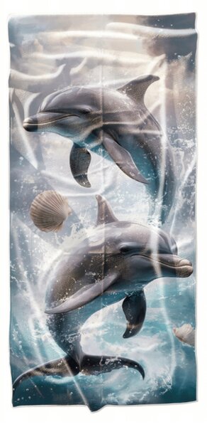 Rychleschnoucí plážová osuška DOLPHINS modrá 70 x 140 cm, 100% mikrovlákno