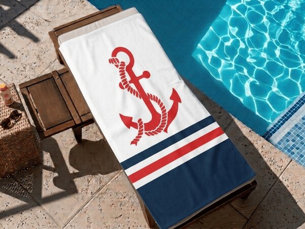 Rychleschnoucí XXL plážová osuška CAPTAIN bílá 150 x 210 cm, 100% mikrovlákno