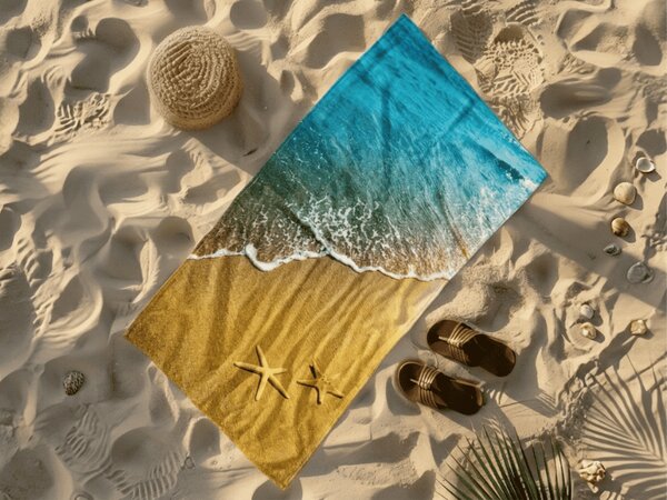 Rychleschnoucí plážová osuška SUNNY BEACH barevná 70 x 140 cm, 100% mikrovlákno