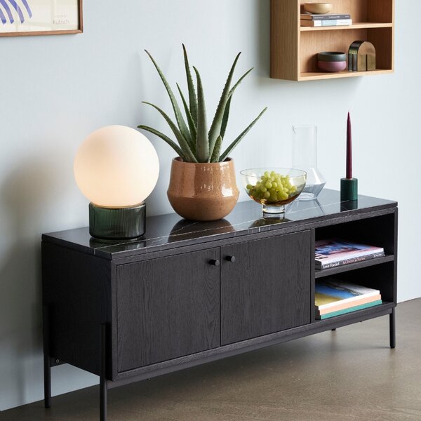Bílo-zelená skleněná stolní lampa Hübsch Sphere