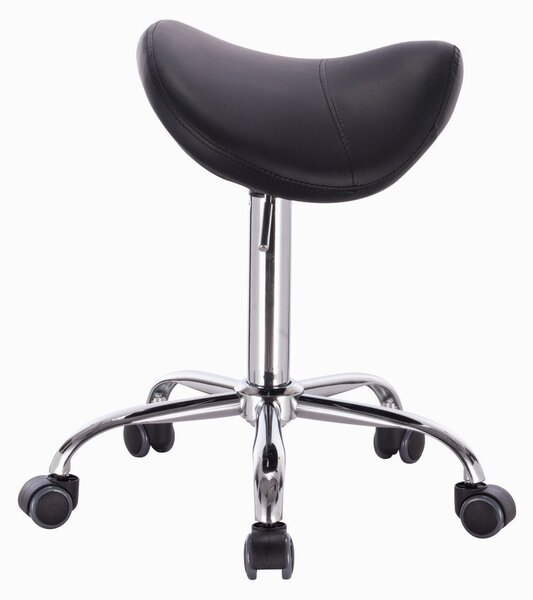 LuxuryForm DESIGN Taburet BULL na stříbrné podstavě s kolečky - černý