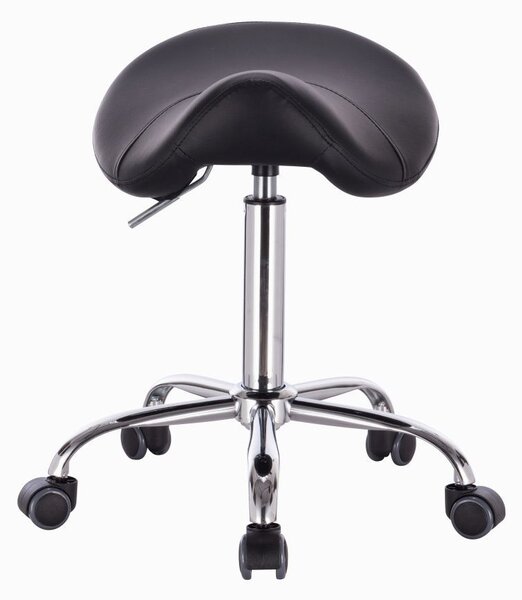 LuxuryForm DESIGN Taburet BULL na stříbrné podstavě s kolečky - černý