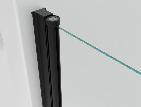 Sprchová zástěna 75x75, oboustranně otevírací, čirá, černá - ALFA DUE