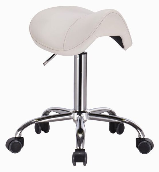 LuxuryForm DESIGN Taburet BULL na stříbrné podstavě s kolečky - bílý