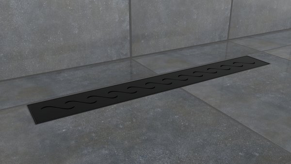 W-DRAINWELL 50 Black Odtokový podlahový žlab, vlnky