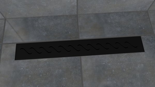 W-DRAINWELL 50 Black Odtokový podlahový žlab, vlnky