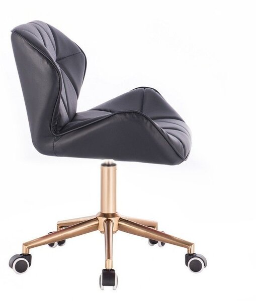 LuxuryForm DESIGN Židle MILANO na zlaté podstavě s kolečky - černá