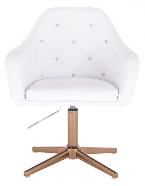 LuxuryForm DESIGN Křeslo ROMA na zlatém kříži - bílé